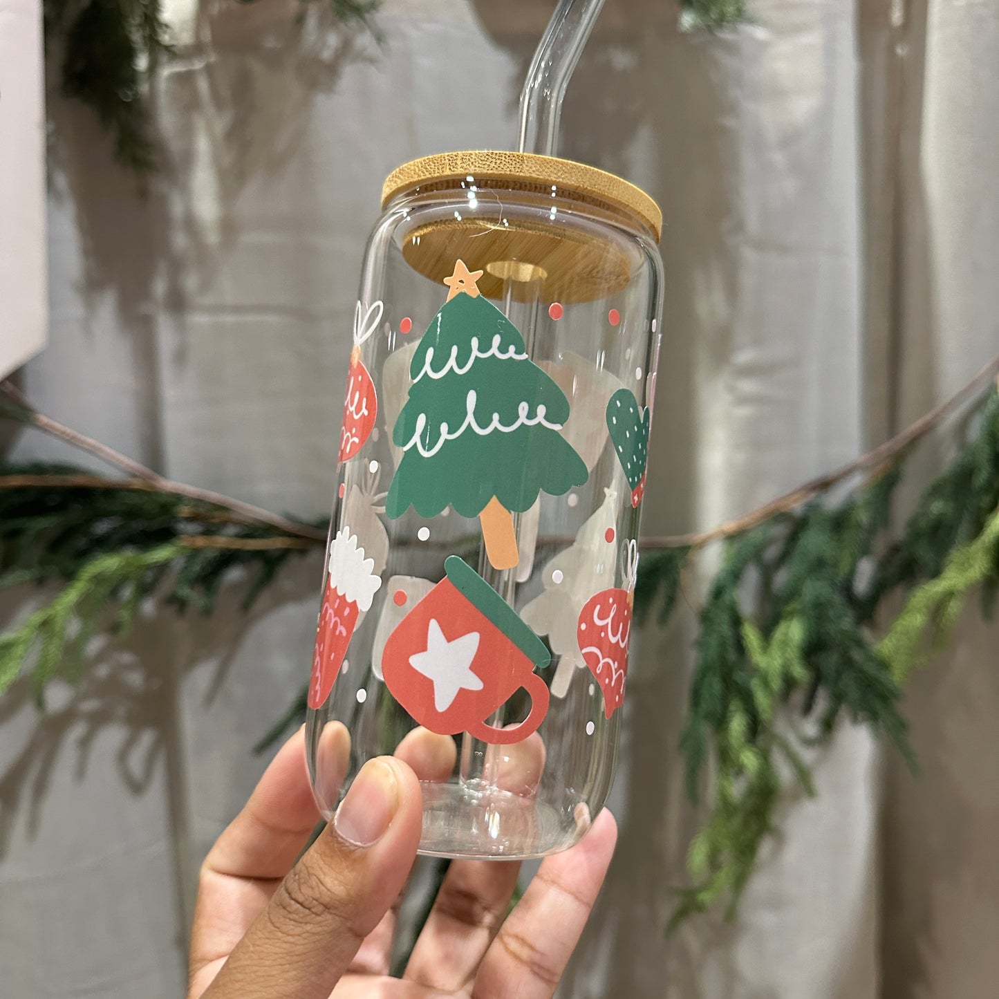 Holiday Trees Glass Cup