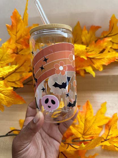 Fall Rainbow Glass Can