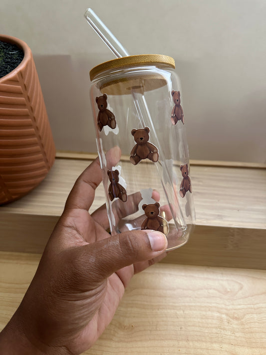 Beary Cute Glass Can