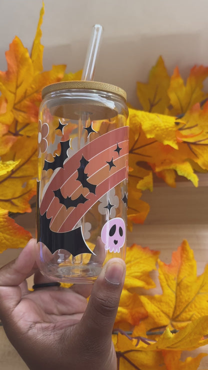 Fall Rainbow Glass Can